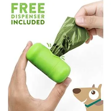 Poop Bags, Environment Friendly Pets N Bags Dog Waste Bags, Biodegradable, Refill Rolls, Includes Dispenser (16 Rolls / 240 Count)