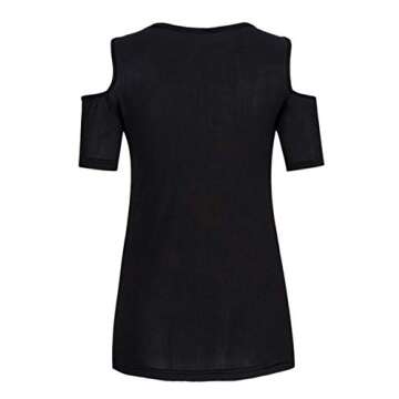 SEMATOMALA Women's Cold Shoulder Sexy Lace Up V Neck Short Sleeve Tee Shirts Tops Clubwear Plus Size BL-2XL Black