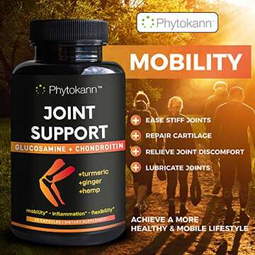 Joint Support with Glucosamine Chondroitin, Turmeric, Boswellia, Ginger Root & Quercetin - Joint Health Supplement For Women & Men - Naturally Supports Soreness, Flexibility, Mobility - 90 Capsules
