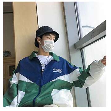 Retro Colorblocked Track Jacket Windbreaker Jacket Athletic Hip Hop Outdoor Windproof Coat(7, L)