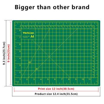 WORKLION Full 9" x 12" Art Self Healing PVC Cutting Mat, Double Sided, Gridded Rotary Cutting Board ...