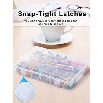 iBune 18 Grids Large Plastic Compartment Container, Bead Storage Organizer Box Case with Adjustable Removable Dividers for Jewelry Craft Tackles Tools, Size 11.7 x 7.7 x 1.7 in, White