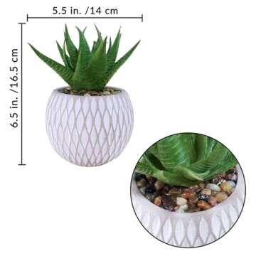 Winlyn 3 Pcs Small Faux Potted Plants Artificial Aloe Hops String of Pearls Succulents Plants in Gra...