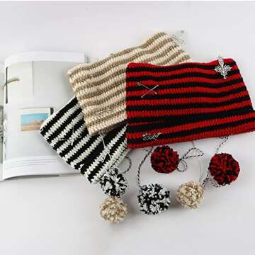 Crochet Hats for Women Vintage Beanies Women Fox Hat Grunge Goth Beanies Hat Y2K Accessories Slouchy Beanies for Women (Black Red)