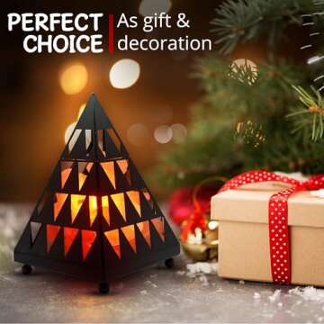 Himalayan Glow D-1359 Himalayan Pyramid Style Crystal Lamp with Pink Salt Chunks, 6-7 LBS, Orange