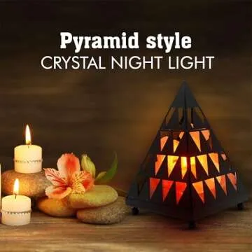 Himalayan Glow D-1359 Himalayan Pyramid Style Crystal Lamp with Pink Salt Chunks, 6-7 LBS, Orange