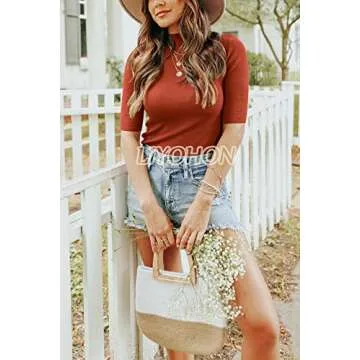 LIYOHON Womens Mock Turtleneck T-Shirt for Casual Style