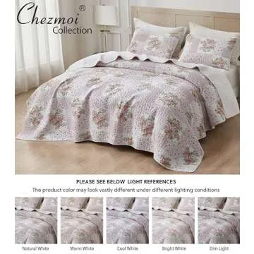 Chezmoi Collection Rosy 2-Piece Twin Size Printed Patchwork Cotton Quilt Set - Pink Flower Floral Striped Polka Dots - Stone Washed Lightweight Bedspread, Twin Size