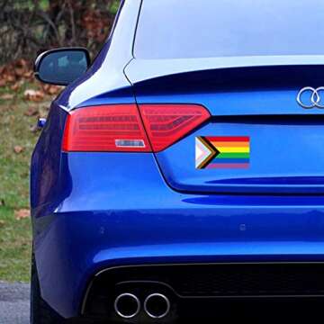 Progress Pride Rainbow Flag Sticker | Show Your Love for The LGBT Family with This Vinyl Decal on Your Laptop, Car Bumper, or Hydro-Flask (3 X 5 Inch)