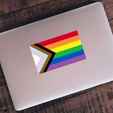 Progress Pride Rainbow Flag Sticker | Show Your Love for The LGBT Family with This Vinyl Decal on Your Laptop, Car Bumper, or Hydro-Flask (3 X 5 Inch)