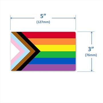 Progress Pride Rainbow Flag Sticker | Show Your Love for The LGBT Family with This Vinyl Decal on Your Laptop, Car Bumper, or Hydro-Flask (3 X 5 Inch)