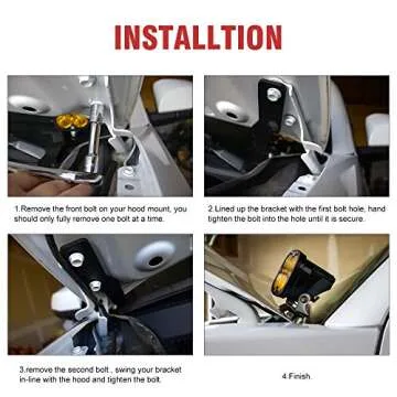 LED Ditch Light Mounting Brackets for 2005-2015 Toyota Tacoma Hood Mount Brackets LED Pods Brackets for Auxiliary Off Road Pod Work Light …