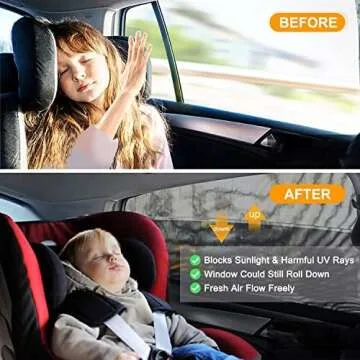 PEYOU Car Window Shades - Breathable UV Protection Mesh Covers for Babies, Fits Most Cars