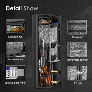 Riddost Rifle Gun Safe with LCD Display for Up to 6 Rifles