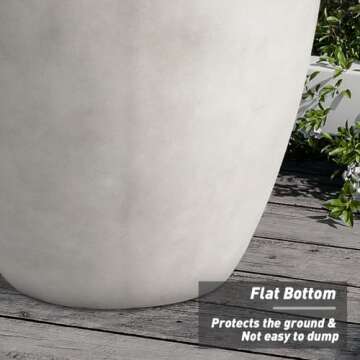 SUNBURY Outdoor Side Table Concrete Side Table, 17" H Small Outdoor Side Table End Table for Patio w Hemp Rope, Ceramic Round CoffeeTable Accent Table Garden Outdoor Plant Stands