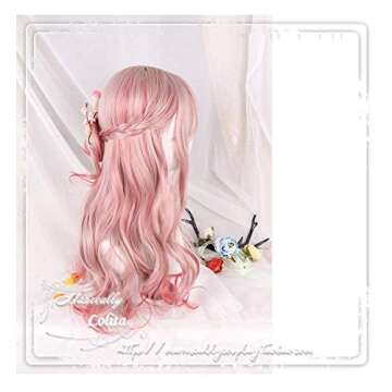 Women Girls Natural Looking Daily Wear Cute Light Purple Fluffy Curly Wig Japan Harajuku Sweet Lolita Club Costume Party Hair with Wig Cap