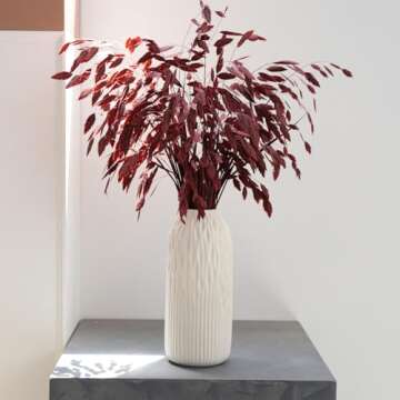 White Vases Home Decor, Nordic Style Modern Ceramic Vase for Flowers Pampas Grass, Centerpiece Vases for Table Bedroom, Office, Living Room, Bathroom, Set of 2