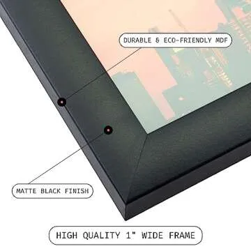 Craig Frames 24x36 Modern Black Poster Frame with Clear Plexiglass - Elegant Matte Finish for Wall Display