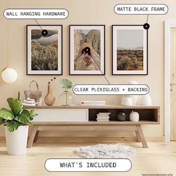 Craig Frames 24x36 Modern Black Poster Frame with Clear Plexiglass - Elegant Matte Finish for Wall Display
