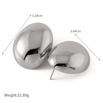 Minimalist Oval Disc Stud Earrings in Silver - Hypoallergenic