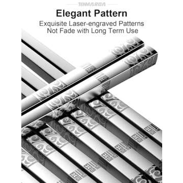 TINMARDA Reusable Metal Chopsticks Set - 5 Pairs, Elegant and Durable