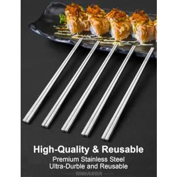 Premium Stainless Steel Metal Chopsticks Set - Dishwasher Safe