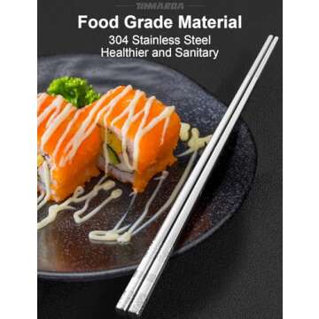 Premium Stainless Steel Metal Chopsticks Set - Dishwasher Safe