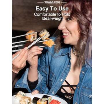 Premium Stainless Steel Metal Chopsticks Set - Dishwasher Safe