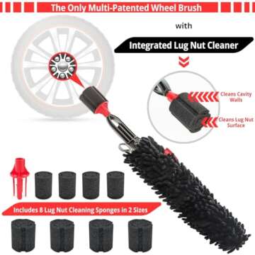Woollywormit Wheel Cleaning Brush Car Detailing Kit - Rim Brush, Lug Nuts and Wheel Cleaner Brush Ca...