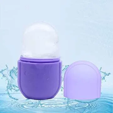 LORDWEY Face Roller, Silicone Gua Sha Skin Care Kit, Ice Roller for Face, Facial Roller Massager to Eliminate Puffiness, Ice Globes for Face Beauty (Purple)