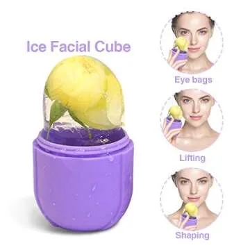 LORDWEY Face Roller, Silicone Gua Sha Skin Care Kit, Ice Roller for Face, Facial Roller Massager to Eliminate Puffiness, Ice Globes for Face Beauty (Purple)