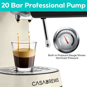 20 Bar CASABREWS Espresso Machine with Milk Frother