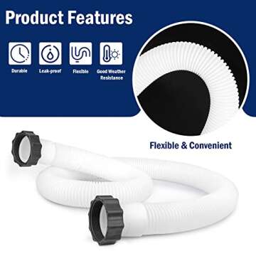 Pool Pump Hose for Coleman Intex - 1.5 inch Above Ground Pool Hose for Filter Pumps & Saltwater Systems 59" Long, 29060E Pool Hose (2 Pack)