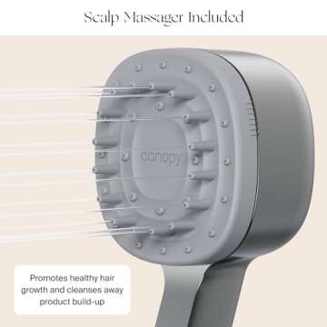 Canopy Handheld Filtered Shower Head & Scalp Massager - High Pressure Shower Head Filter for Hard Wa...