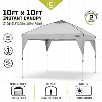 CORE Pop-Up 10x10 Canopy Tent | Quick Setup & Stylish Design