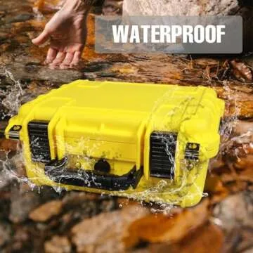 Jack Boss 14x 11.5x 6 Inch Hard Case, Portable Weather Waterproof Protective Camera Case with Customizable Foam, Fit Use of Drones, Camera, Equipments, Yellow