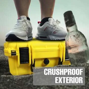 Jack Boss 14x 11.5x 6 Inch Hard Case, Portable Weather Waterproof Protective Camera Case with Customizable Foam, Fit Use of Drones, Camera, Equipments, Yellow