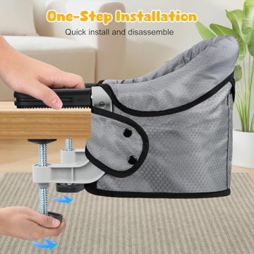 Hook On Chair, Portable Table High Chair, Folding Compact Baby Seat with Storage Bag for Indoor/Outdoor(Grey)