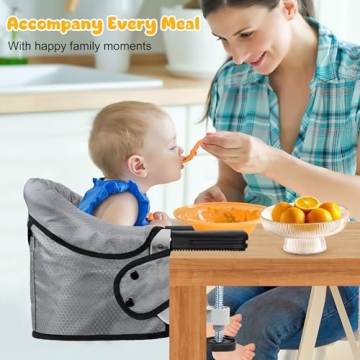 Hook On Chair, Portable Table High Chair, Folding Compact Baby Seat with Storage Bag for Indoor/Outdoor(Grey)