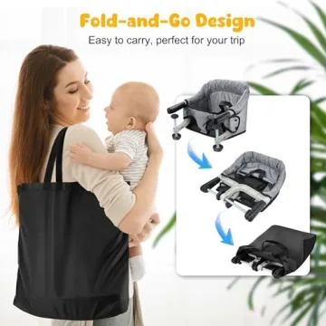 Hook On Chair, Portable Table High Chair, Folding Compact Baby Seat with Storage Bag for Indoor/Outdoor(Grey)