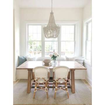 Aspen Brands Classic Commercial Grade Rattan French Bistro Chair, White - Stackable Design for Indoo...