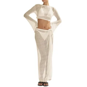 LANNEW Women's Stylish Crochet Bathing Suit Cover Up