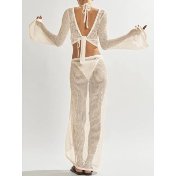 LANNEW Women's Stylish Crochet Bathing Suit Cover Up