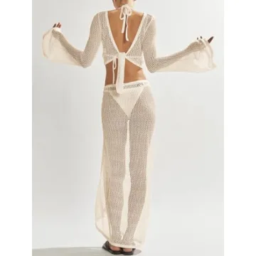 LANNEW Women's Stylish Crochet Bathing Suit Cover Up