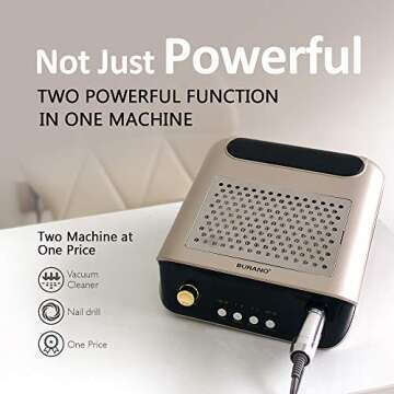 BURANO Electric Nail Drill Machine Dust Collector for Nails, 2 in1 Efile Nail Drill with Nail Dust Collector Vacuum for Professional Manicure Nail Art&Nail Starter 110v Voltage Use