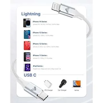 USB C to Lightning Cable 3ft 2Pack, Power Delivery USB C iPhone Cables MFi Certified Braided Type C iPhone Charger Cord Fast Charging Compatible iPhone 11 12 13 14 Pro Max X XS XR 8 7 6s Plus SE, iPad