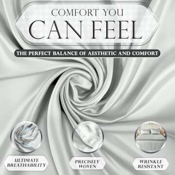 DECOLURE Satin Bed Sheets - 4 Piece Luxury Silky Queen Size Bedding Set - Softer Than Silk, Wrinkle-Free with 15” Deep Pocket Fitted Sheet, Perfect for Hair & Skin, Gifts for Women (Grey)