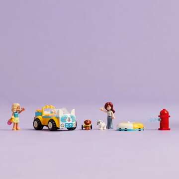 LEGO Friends Dog Grooming Car Toy, Building Toy for Kids Who Love Animals and Nature, Comes with 2 Mini Doll Characters and 2 Dog Toy Figures, Vet Toy Gift Idea for Girls and Boys Ages 4 and Up, 42635