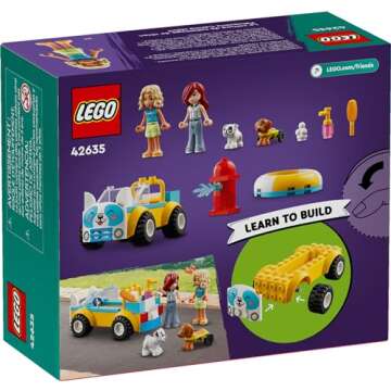 LEGO Friends Dog Grooming Car Toy, Building Toy for Kids Who Love Animals and Nature, Comes with 2 Mini Doll Characters and 2 Dog Toy Figures, Vet Toy Gift Idea for Girls and Boys Ages 4 and Up, 42635
