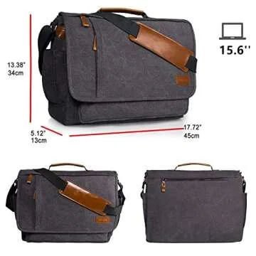 ESTARER 15.6 Inch Water-resistant Canvas Messenger Bag